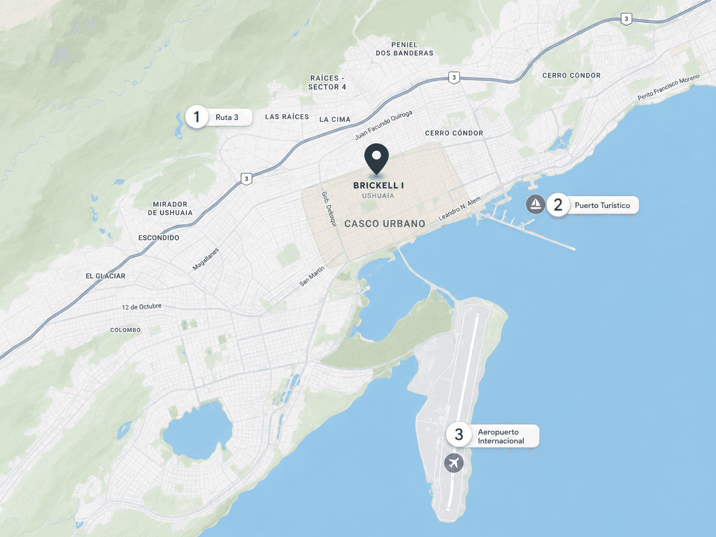 Mapa de ubicación Brickell en Ushuaia